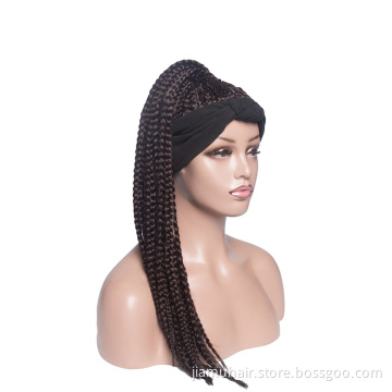High Puff African Turban Ponytail Afro Synthetic Box Braids Headwrap Drawstring Wrap-Ponytail Headband Wigs for Woman